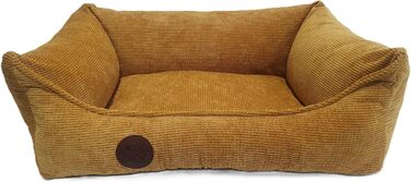 Ортопедичне ліжко для собак, сумісне з великими, середніми та маленькими породами, жовто-гірчичний колір, миється, розмір S (60x40x15 см)