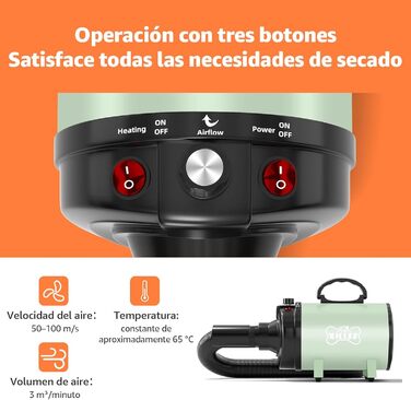 XKISS Професійний набір для грумінгу собак 2800W з пилососом для шерсті, фен для собак, машинка для стрижки собак, видалення шерсті (зелений)