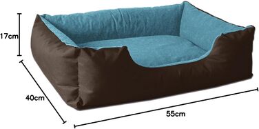 Лягушковий лежак для собак BedDog LUPI, м'який лежак-кошик для собак, знімний та пральний чохол, для маленьких собак, S, коричнево-блакитний MOUNTAIN-BLUE, 50 x 35 x 17 см
