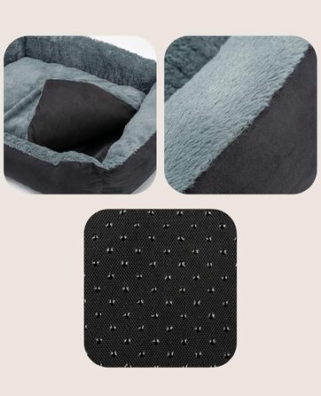 Килимок для собак Lionto з двостороннім подушками та неслизьким дном, міцний лежак для домашніх тварин з глибоким входом, підходить для собак та котів будь-якого віку, 50x37 см, м'який лежак для собак, (Д 90 x Ш 70 x В 20 см (з нанесенням імені), чорний/с