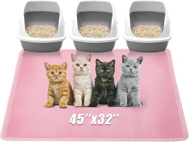 Килимок для котячого туалету TidyNuts, рожевий, XL (114,3 x 81,3 см), двошаровий, EVA, водонепроникний, контролює розсипання наповнювача