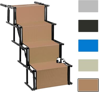 Рампа для собак до 60 кг, складана, 5 сходинок, для авто, дивану, ліжка (Колір: Коричневий)