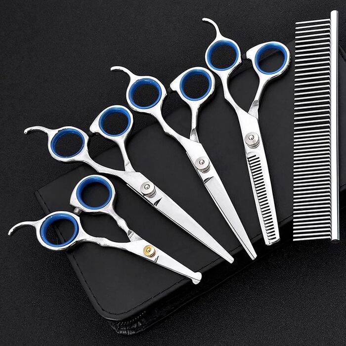 Набір для стрижки собак та котів: ножиці, вилок, професійний інструмент для грумінгу, нержавіюча сталь, чорний колір