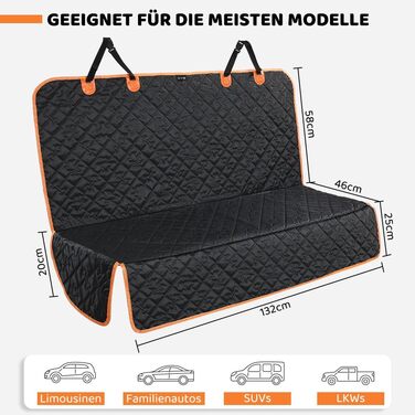 Захисний чохол на сидіння автомобіля для собак KYG, з кріпленням для собак, зносостійкий та водовідштовхуючий, 132x58x46 см