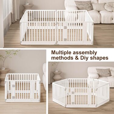 Клітка-вигул для цуценят Gupamiga, розкладна з дверцятами, для дому, на свята, біла (178x178 см), 8 шт.