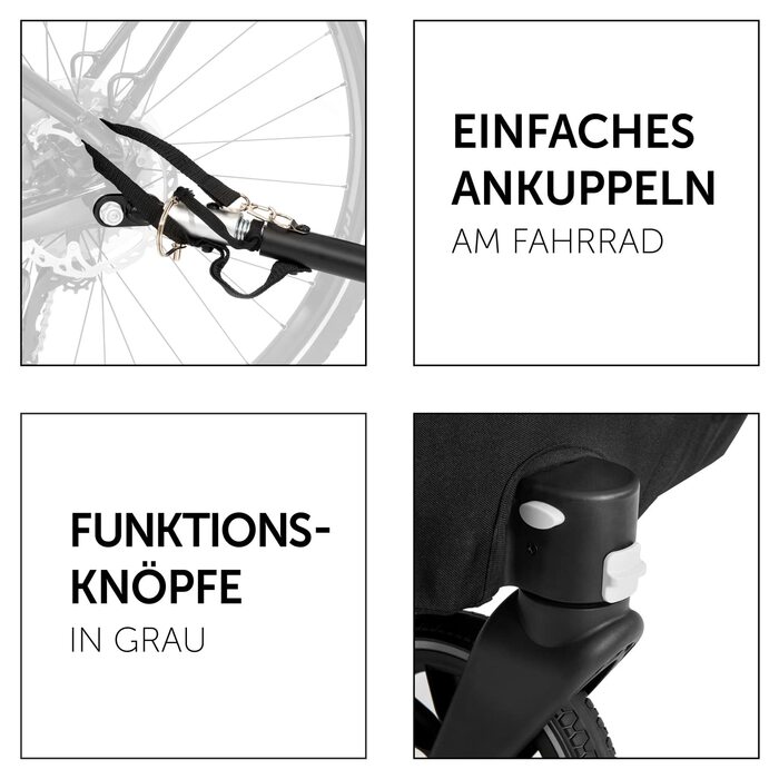 Дитячий велопричіп-візок 2в1 Hauck Dryk Duo для 2 дітей (від 6 місяців, до 120 см або 22 кг), сірий