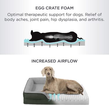Ортопедичне ліжко для собак BEDSURE - 122x89 см. М'яке ліжко-софа для великих собак з піною у формі яйця, миється, не ковзає, колір: зелений.