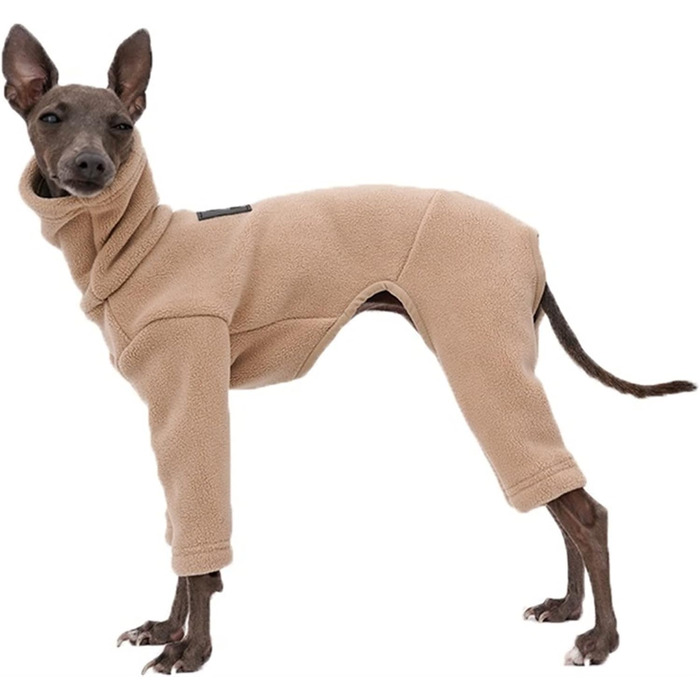 Теплий фланелевий халат для грейхаундів та віппетів: флісовий пуловер з ніжками, вітрозахисний халат з коміром-гетром, зимовий халат для собак маленьких, середніх та великих порід (Колір: Бежевий, Розмір: XX XXS Бежевий)