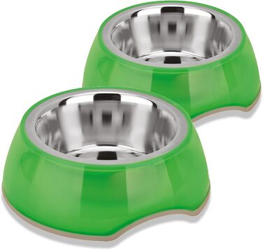 Набори мисок для собак та котів з нержавіючої сталі та прозорого пластику (2 шт) – великі, нековзні, стійкі миски для води, 900 мл, придатні для миття в посудомийній машині