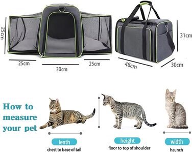 Транспортна сумка для котів та собак SHJOEE, розширювана, складана, сіра з блакитним, 48x30x31 см