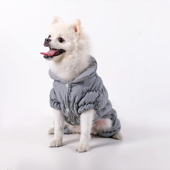 Зимовий теплий одяг для собак - куртка-манта для маленьких та середніх собак, сіра (M), з D-поточкою