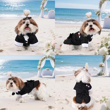 Smoking для собак Norbi, розмір M, червоний, комплект з краваткою для урочистих заходів