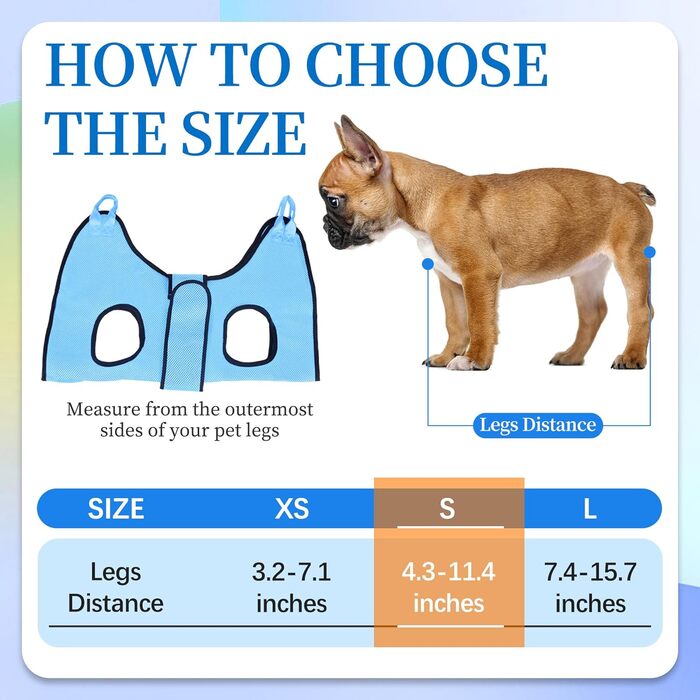 Гамак для грумінгу собак PatiencET з фіксатором, для догляду за дрібними собаками та кішками, з обрізачем нігтів та пилочкою, блакитний (Cerulean S)