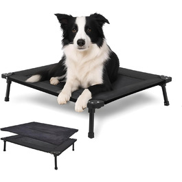 Охолоджуване ліжко для собак Pozico, складане, з металевим каркасом та дихаючою сіткою, для собак та котів, чорне, розмір L (83x66x20)