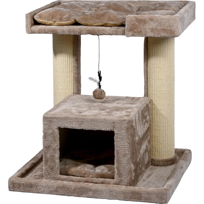 Котячий будиночок з дерева Dobar® Softy Premium - когтеточка, будиночок, лежанка, 35x60x100 см