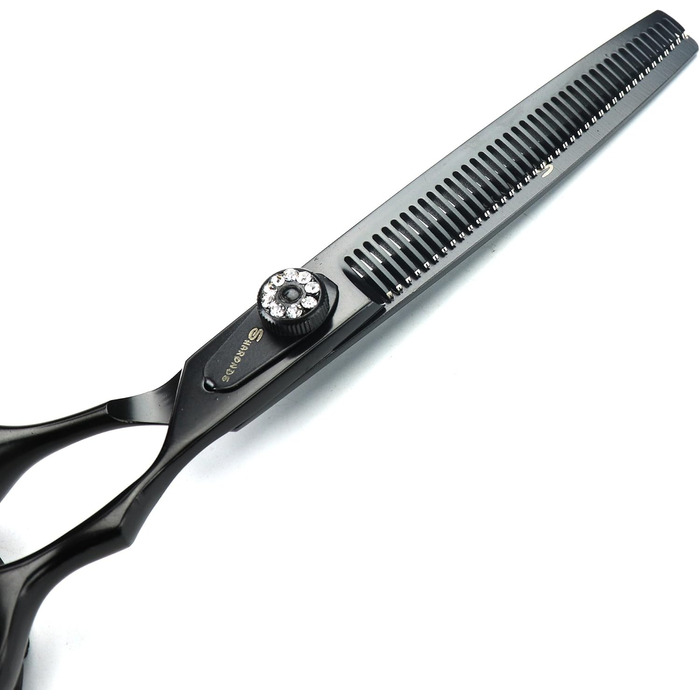 Професійна японська ножиця для грумінгу собак Pelz Schere 7 Zoll (20 см) з тонкою ножицею, чорний костюм