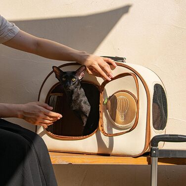 Транспортна переноска для котів та собак на колесах, переноска для тварин, переноска на колесах, знімний відсік, переноска-візок для подорожей та піших прогулянок