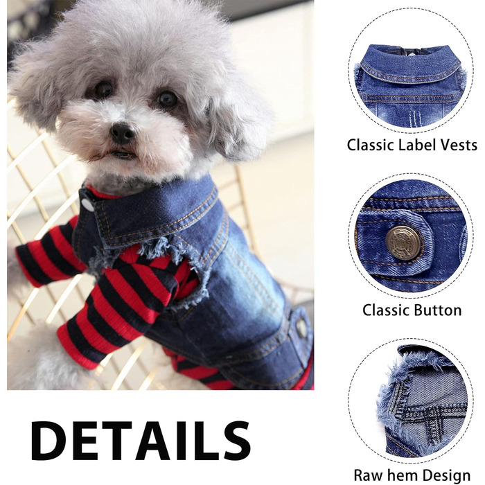 Комбінезон для собак та котів SILD Cool Vintag Washd Dnim Jack Jumpsuit, блакитний, 6 стилів, XS-XXL