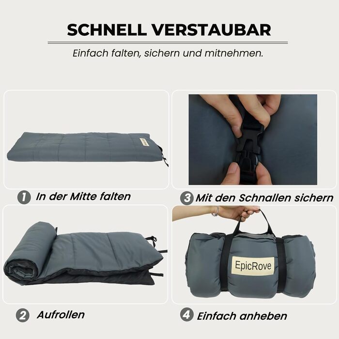 RovePad Trail: Водонепроникний килимок для собак та котів, 110x68 см, розкладний, для дому та авто (темно-сірий)