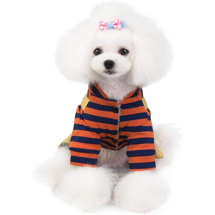 Пуловер для собак з капюшоном, теплий джинсовий костюм для собак, флісовий оверсайз для маленьких та середніх собак та котів (M, Помаранчевий)