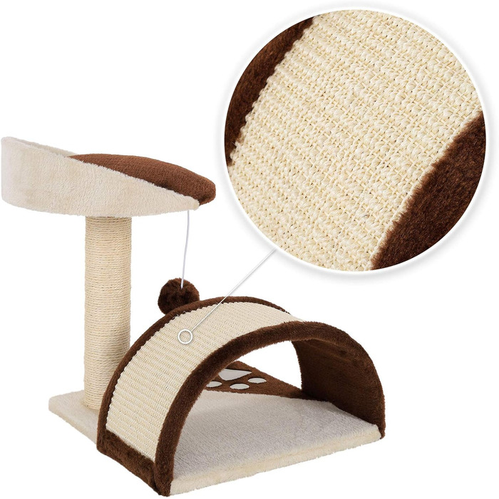 Драбина-кіготь Lionto для котів, 43 см, з іграшками, коричнево-бежева