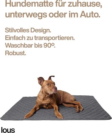 Подушка для собак ручної роботи, килимок для собак, ковдра для собак середніх та маленьких порід, прання до 90ºC, захист дивану, для домашніх тварин, собак та котів (L 98x97x3 см, Антрацит/Сірий) L 98x67x3 см Антрацит / Сірий