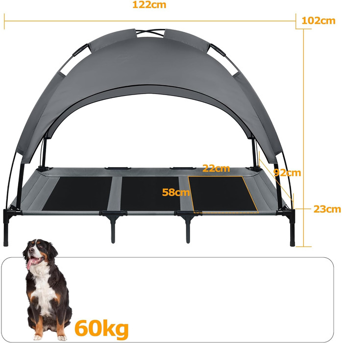 Крісло-ліжко для собак з балдахіном, лежанка для котів та собак, вуличне/домашнє, 76x61x76 см (M) / 122x92x102 см (XL)