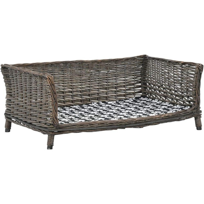 Корзина для собак Tidyard з подушкою, 90 x 54 x 35 см, для середніх та великих собак, ротанг + тканина