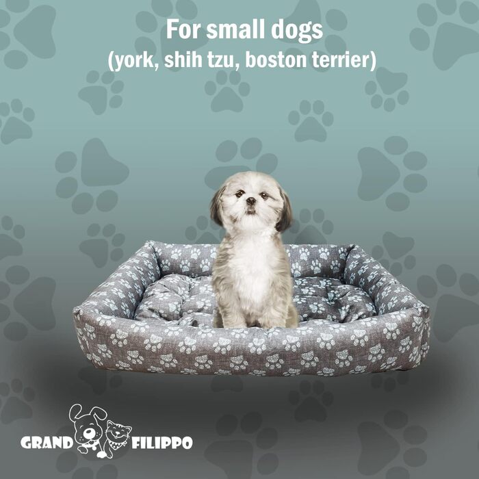 Водонепроникне ліжко для собак - ліжка для маленьких та великих собак, кошик для собак, блакитна лапка 65x55x16 см