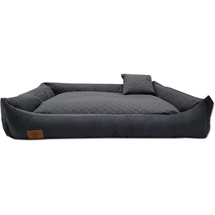Ліжко для собак Odolplusz XXL, 120x90 см - знімний, водонепроникний чохол, зручний кошик для великих та середніх собак, миється та міцне, Графіт, 80 x 120 x 20 см
