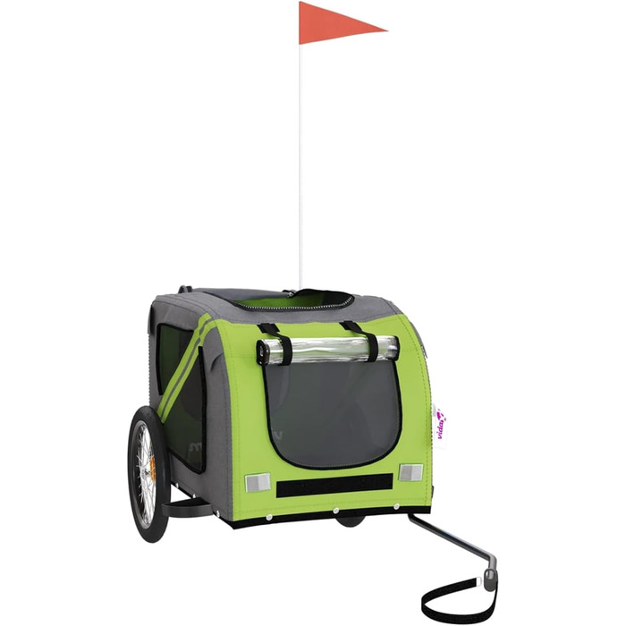 Велосипедний причіп для собак Зелений та Сірий, Oxford-Gewebe та Метал, Модель 93885