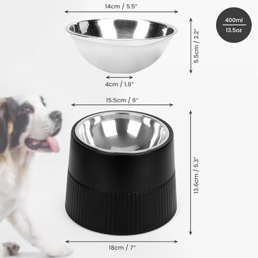 Станція для годування Belle Vous з висувними мисками для собак - 400 мл, миска з нержавіючої сталі з антиковзним підйомником - для великих/маленьких/середніх собак та котів