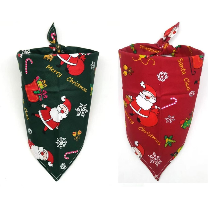 Набір з 2 шт. великих трикутних нашийників та шарфів для тварин - Різдво, собаки, коти, подорожі