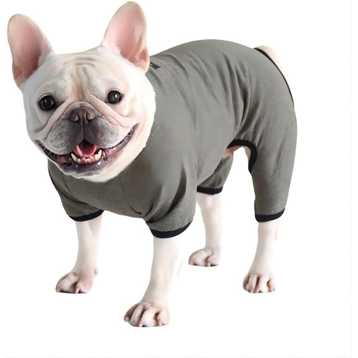 Піжама-комбінезон для собак: теплий та м'який, для Французького бульдога, цуценят, маленьких та середніх собак (темно-зелений, X-Large)