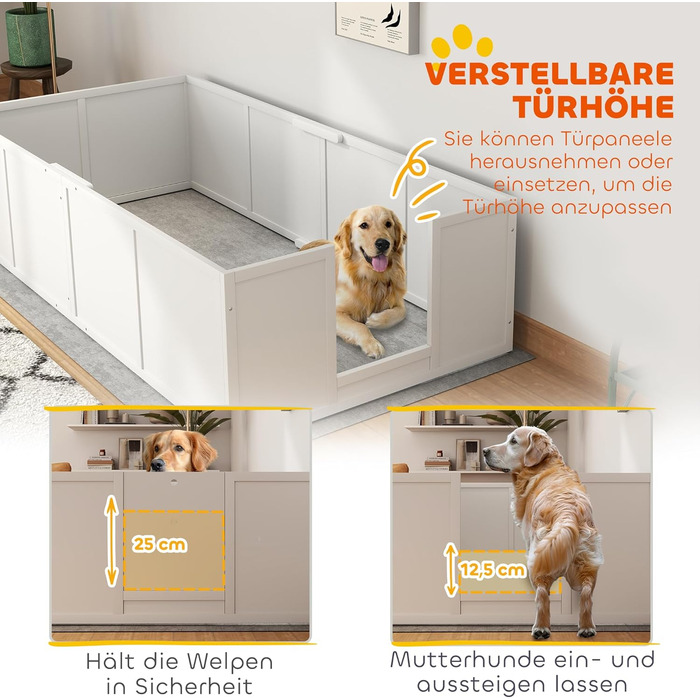 Кія для цуценят PawHut - вольєр для собак, білий, 196x96x48 см