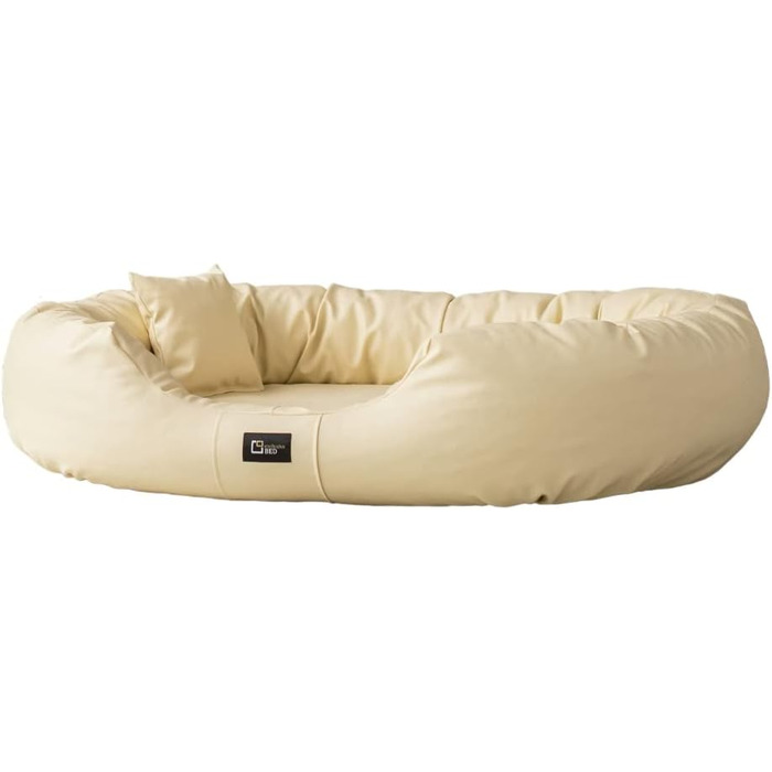 Ортопедичне ліжко для собак Nancy Premium, велике, кремове (XL) - килимок, ліжко для собак з еко-шкіри, з антиковзаючою поверхнею, зносостійке, міцне