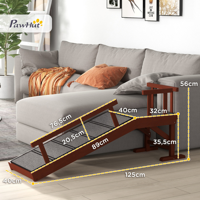 PawHut Dog Ramp Пандус для домашніх тварин зі знімними перилами, нековзний пандус для багажника, абордаж для собак до 30 кг, 125 x 40 x 56 см, сірий | Аосом