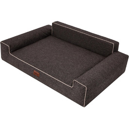М'яке ліжко-лежанка для собак XL, коричнева, 98 x 66 см. Лежанка для тварин, лежанка для собак Inarii