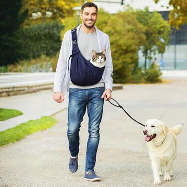 Переноска для собак та котів ALLSOPETS, перевертається, з відділенням для зберігання, для маленьких собак і котів, ідеальна для подорожей та активного відпочинку (Темно-синій)