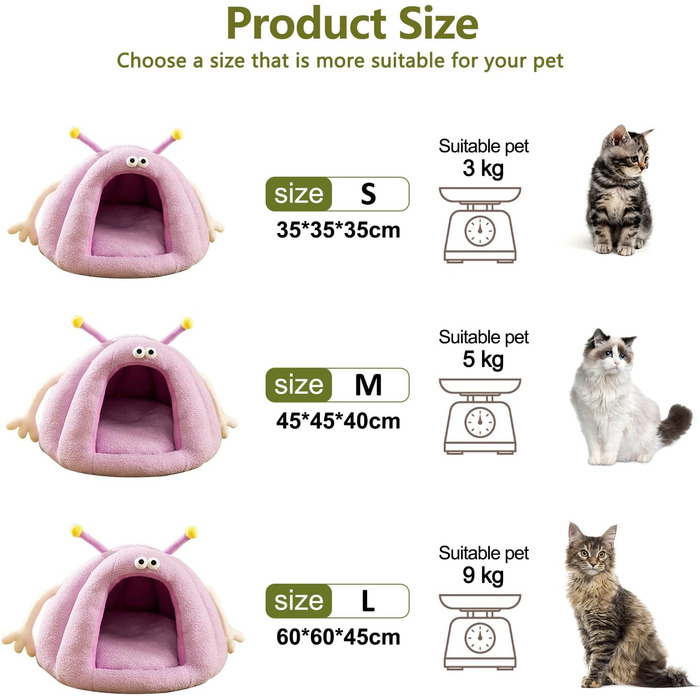 Комфортне ліжко-будиночок для котів та собак, м'яке ліжко, зелений колір (S, фіолетовий)