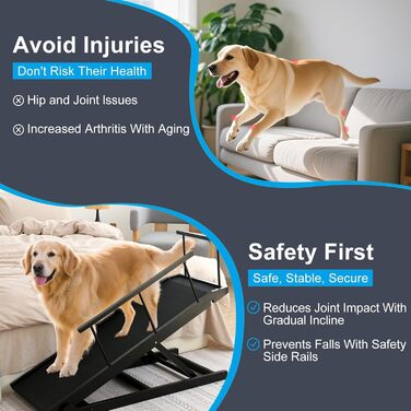 Рампа для собак на ліжко та диван, 5 ступенів, чорна, 115 см