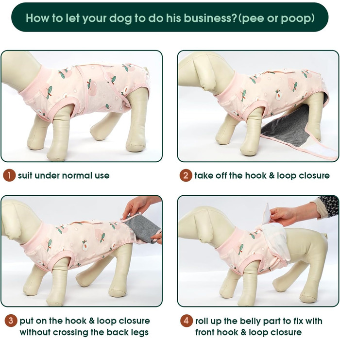 Тільце для собак після операції Kuoser: захист від лизання, дихаюча тканина, рожевий колір, XS (1 шт.)