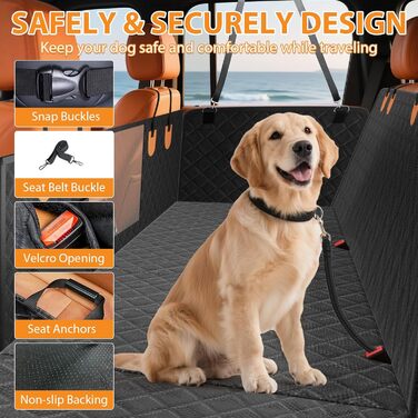 Автомобільний чохол на сидіння для собак, жорстка основа, подовжувач заднього сидіння, підтримує 180 кг, водонепроникний, універсальний, для SUV, позашляховиків, вантажівок, 50'W×61'L