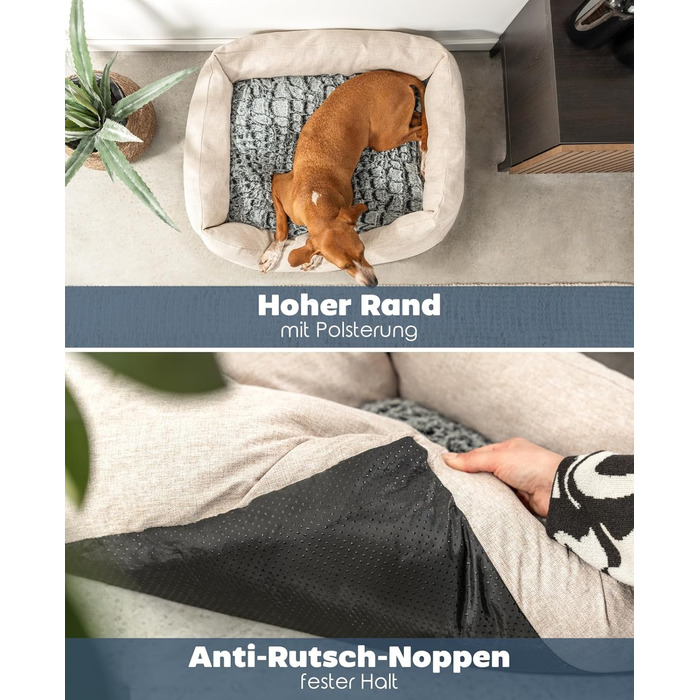 Кругле ліжко для собак та котів Lionto з м'яким зміненим подушечкою, 80x60 см, бежеве, м'яке, глибокий вхід