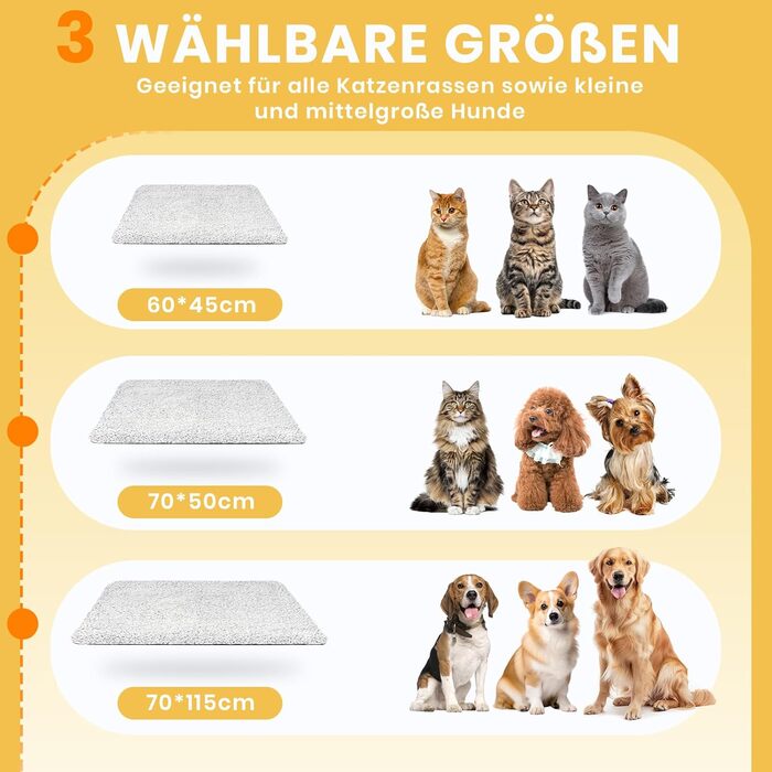 Самовідіюча ковдра для котів та собак, тепла підстилка для тварин, без електроенергії, 115x70 см