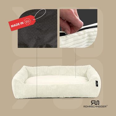 Лежанка для собак Rohrschneider, миюча, для маленьких та середніх собак, з подушкою Cord, 70x50 см, включає пакети для прогулянок (ваніль, широка тканина Cord)