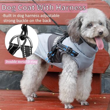 Теплий зимовий одяг для собак, куртка та повідки для маленьких та середніх собак, блакитний XL, сірий