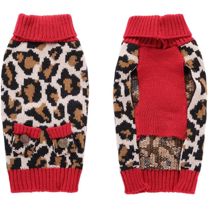 Пуловер для собак Класичний леопардовий принт, тепла куртка для собак на осінь/зиму, розмір XL