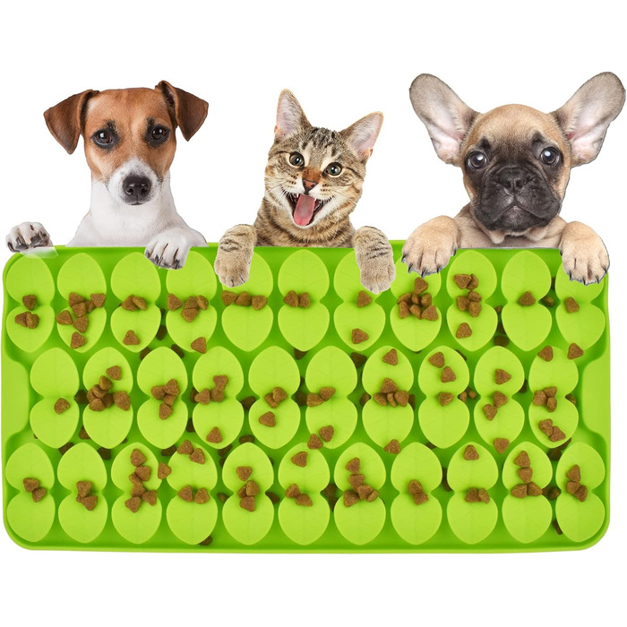 Силіконова килимок-нянька для собак, 18x37 см, килимок з присосками, повільний дозатор корму, килимок для годування собак, іграшка для собак, іграшка від нудьги (зелений)