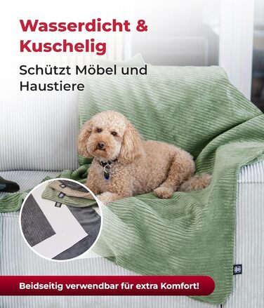 Водонепроникний плед для собак та котів на диван – захист від плям – дихаючий та пральний – Made in Germany (зелений, 95x135 см)